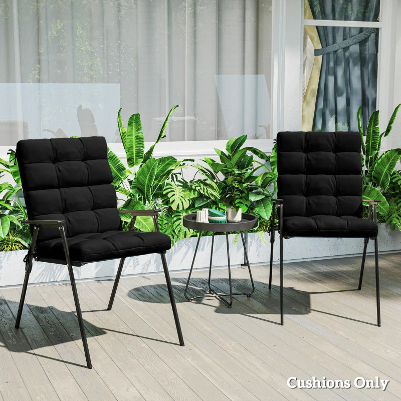 2-Piece Back Seat Cushion Replacement, Outdoor Patio Chair Cushions Set with Ties, Button Tufted, Black