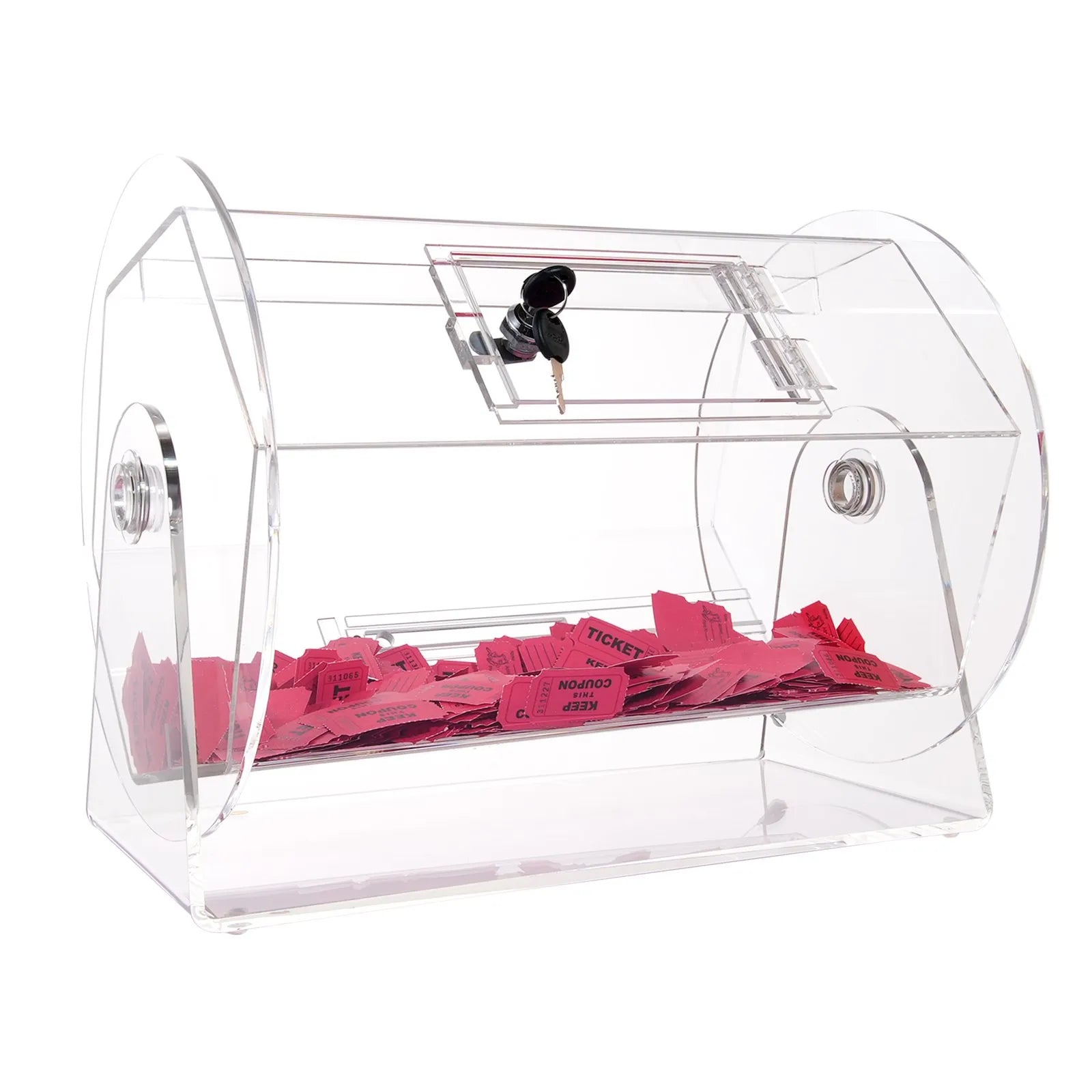 VEVOR Acrylic Raffle Drum, Holds 5000 Tickets or 200 Raffle Balls, Professional Raffle Ticket Spinning Cage with 2 Keys, Transparent Lottery Spinning Drawing, Raffle Ticket Box for Lottery Games Bingo