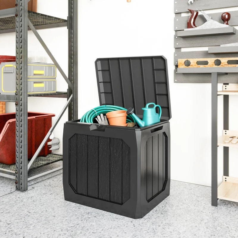 32 Gallon Deck Box, Resin Outdoor Storage Box with Handles, Waterproof and UV Resistant Storage Container