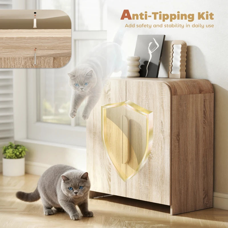 Sideboard Buffet Cabinet, 31.5" Modern Kitchen Storage Cabinet with Soft-Close Door and Adjustable Shelf, Natural Wood