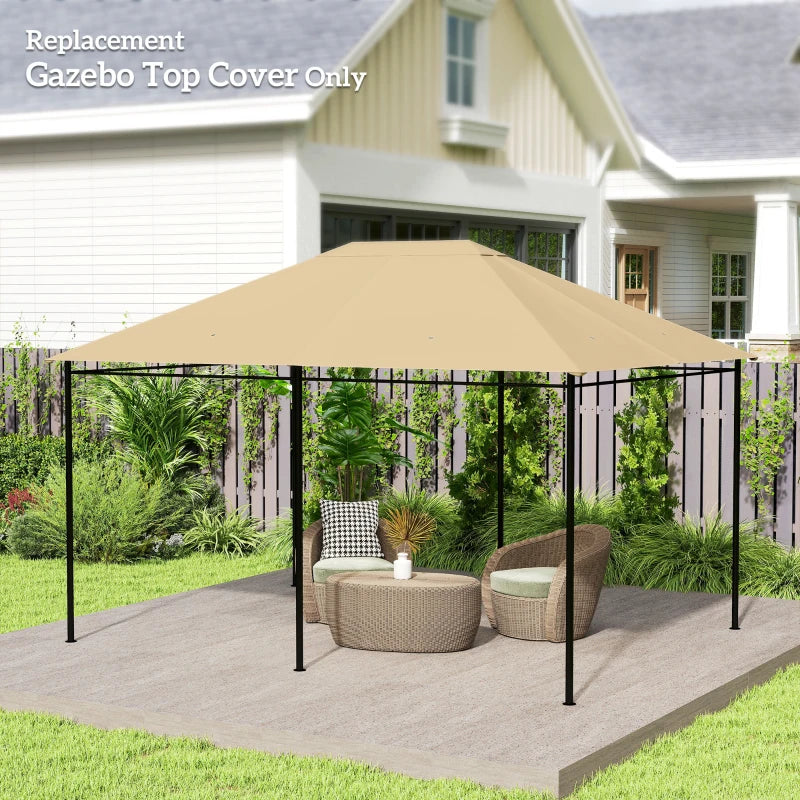 10' x 13' Gazebo Replacement Canopy Cover, Gazebo Roof Replacement (TOP COVER ONLY), Khaki