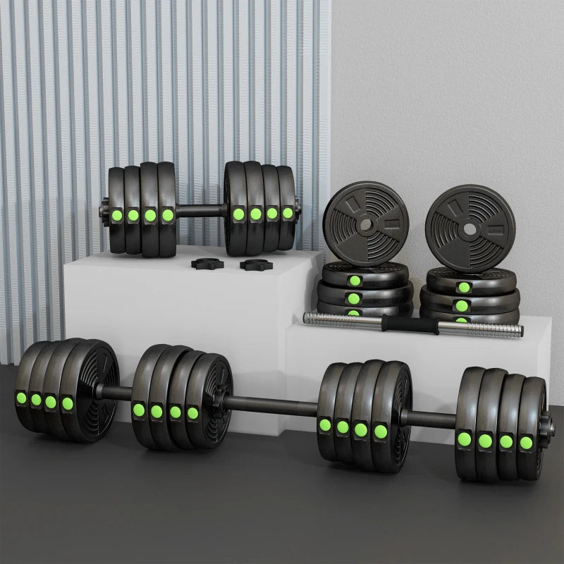Soozier 66LBS 2-in-1 Adjustable Barbell & Dumbbells Set, Weights Set with Non-slip Handles for Men and Women Home Gym Training
