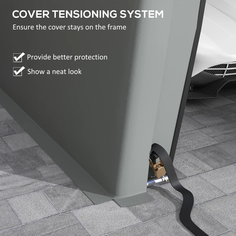 12' x 20' Portable Garage, Heavy Duty Carport Canopy with Ventilation Windows and Large Roll-up Door, Light Grey