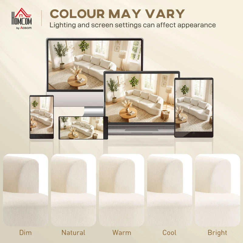 3 Seater Sofa, 102" Chenille Boneless Couch with Wide Seat, Spring Cushions, High-Density Foam, 3 Pillows, Cream White