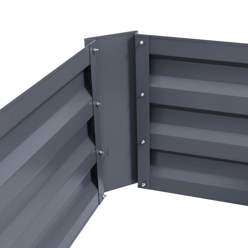 Set of 2 Raised Garden Bed, Steel Elevated Planter Box for Flowers, Herbs, Succulents, 39"x20"x12", Dark Grey
