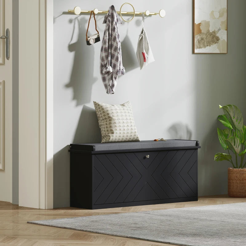 Shoe Storage with Seat, Upholstered Hallway Bench, Shoe Bench with Flip Drawer, Adjustable Shelf for 8-10 Pairs of Shoes