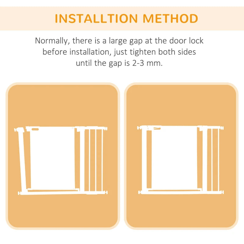 29.5"-40.6" Metal Pet Gate, Dog Gate with Auto Closing Door, Double Locking, for Doorways, Stairs, Hallways, White