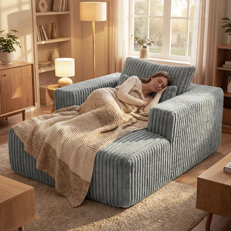 Sofa Bed, Sleeper Chair Bed with Pillow, Single, Grey