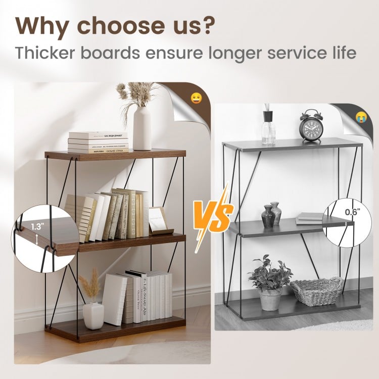2/3/4/5-Tier Multipurpose Display Rack with Metal Frame-3-Tier