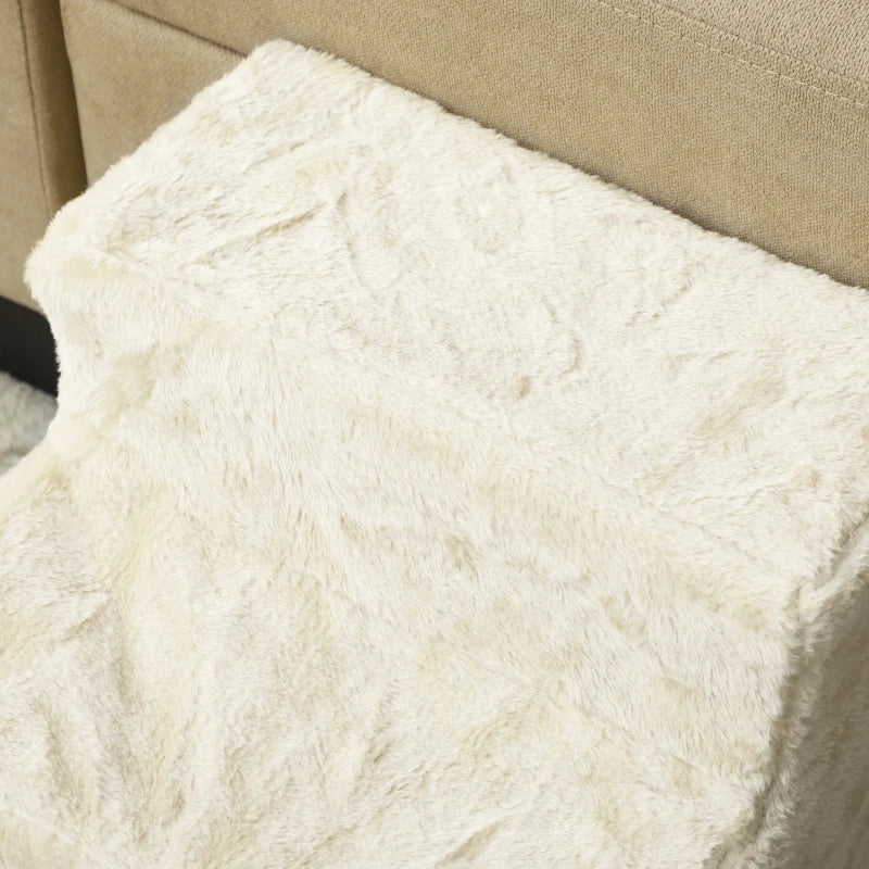 3-Step Dog Ramp for Sofa, Bed, and Couch, Pet Steps Ladder with Removable Cover, Beige