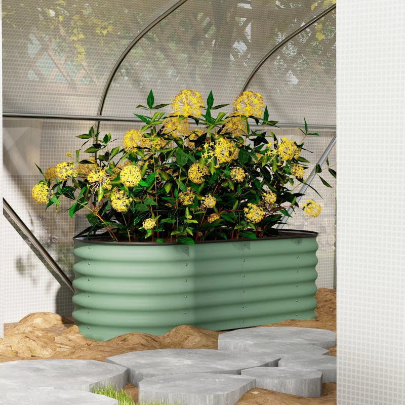 5 x 2 x 1.5 FT Galvanized Steel Raised Garden Bed, Metal Garden Bed Planter Box with Safety Edging, Green