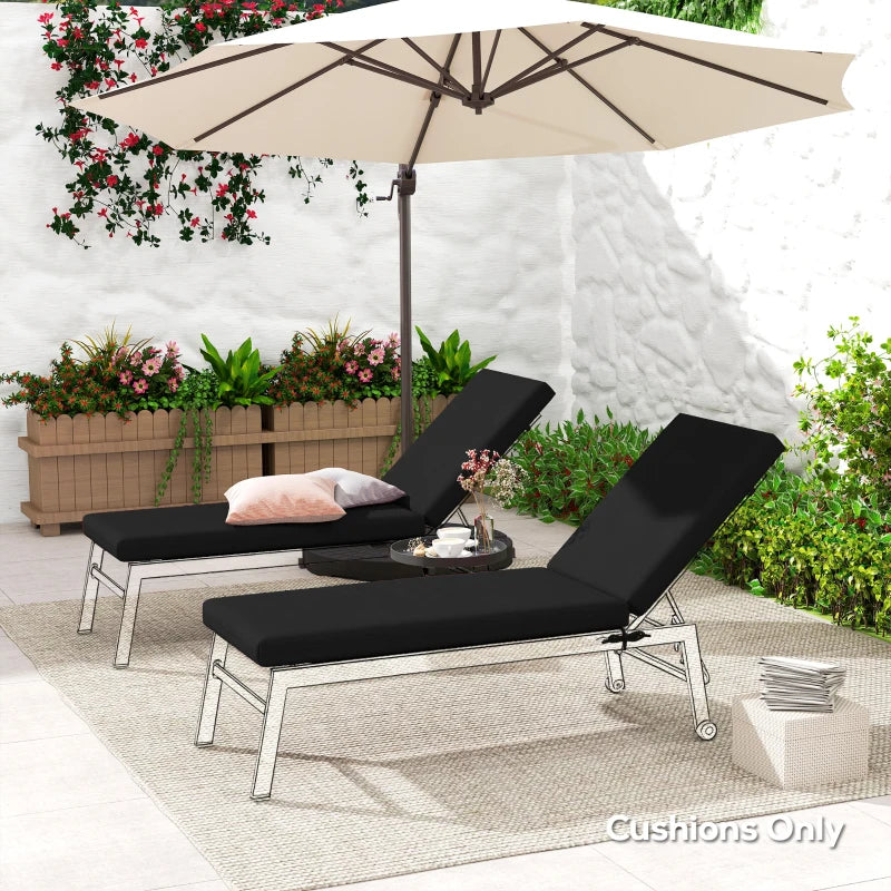 2-Piece Back and Seat Cushion Pillows Replacement, Patio Chair Cushions Set with Ties for Indoor Outdoor, Black