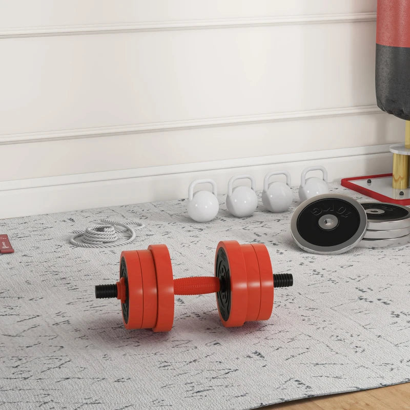 Soozier 66lbs 4-in-1 Adjustable Weight Dumbbell Set, Barbell, Kettlebell, Push Up Stand, Red