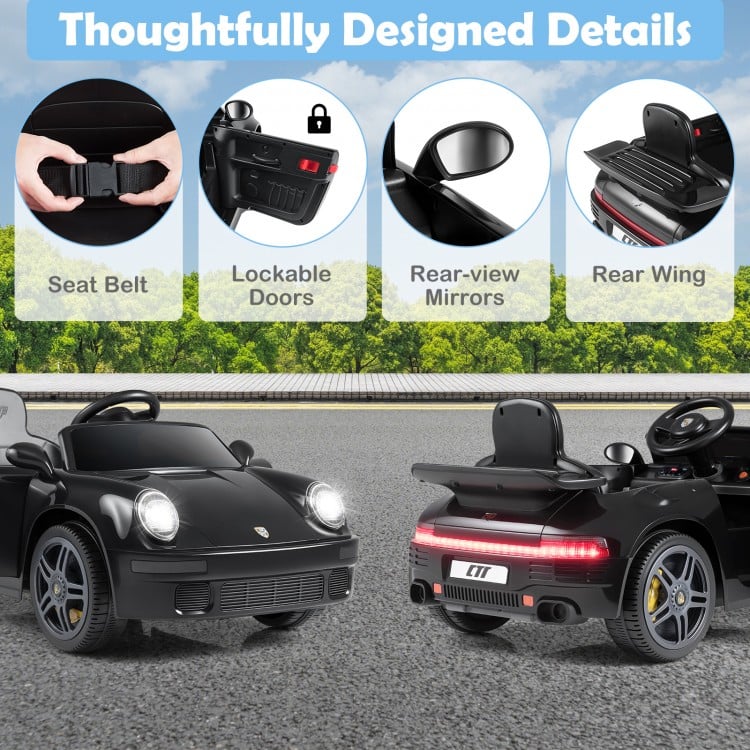 12V Electric Ride On Car Licensed RUF CTR with Remote Control and Music-Black