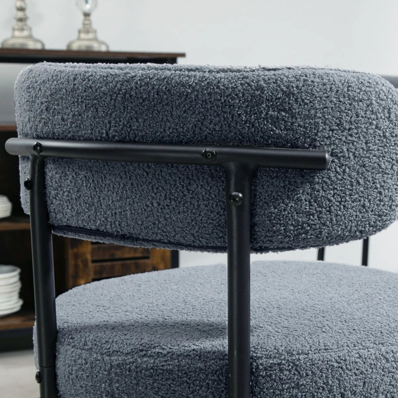4 Pieces Kitchen Chairs, Modern Dining Chairs w/ Berber Fleece Upholstery and Steel Legs for Living Room, Grey
