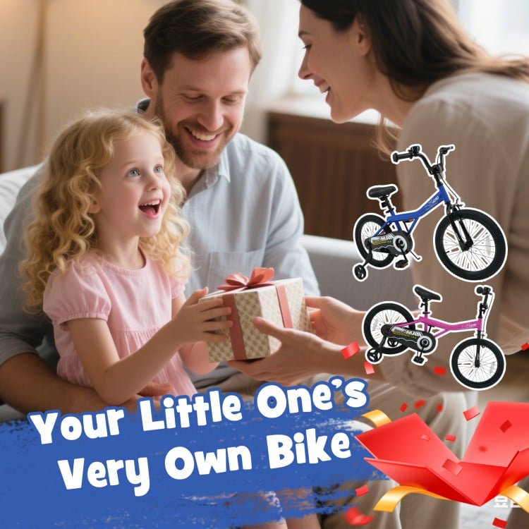 18-Inch Kids Bike with Removable Training Wheels Navy - Brave Hero