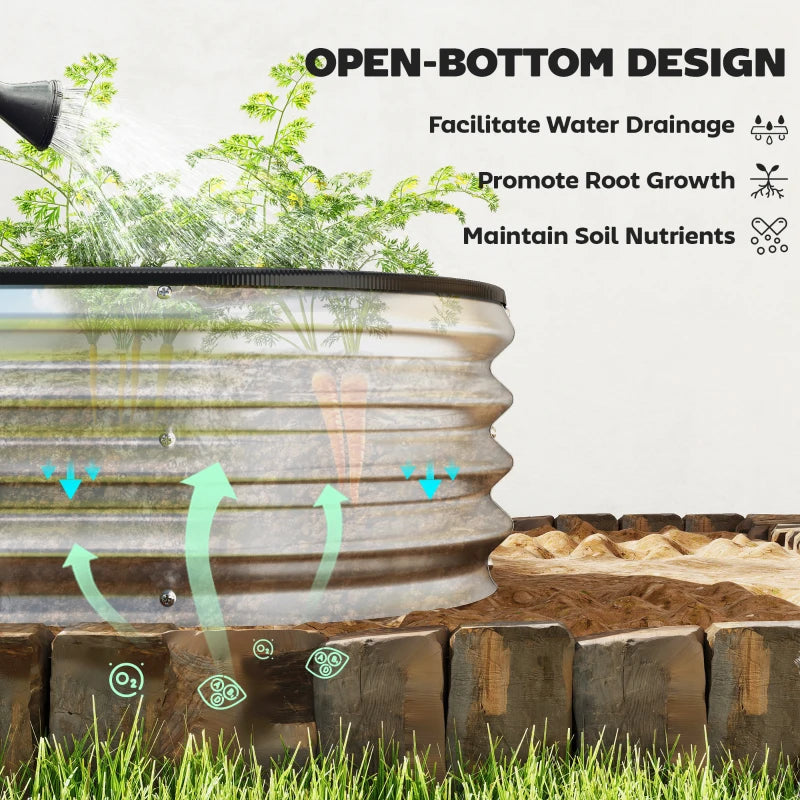 2Pcs Galvanized Raised Garden Bed, 6 x 2 x 1 ft Modular Metal Garden Beds with Rubber Strip Edging, Silver