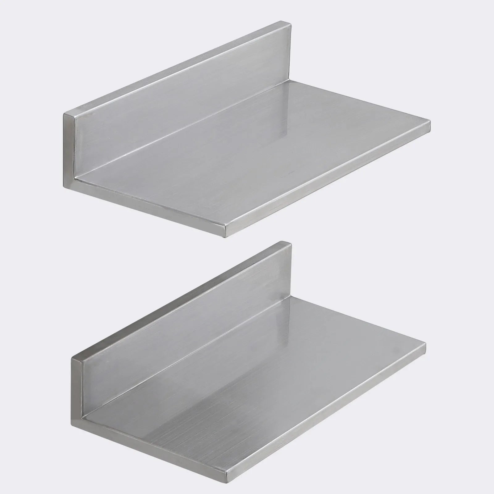 VEVOR 8.6" x 16" Stainless Steel Shelf, Wall Mounted Floating Shelving with Backsplash, 44 lbs Load Capacity Commercial Shelves, Heavy Duty Storage Rack for Restaurant, Kitchen, Bar, Home, and Hotel