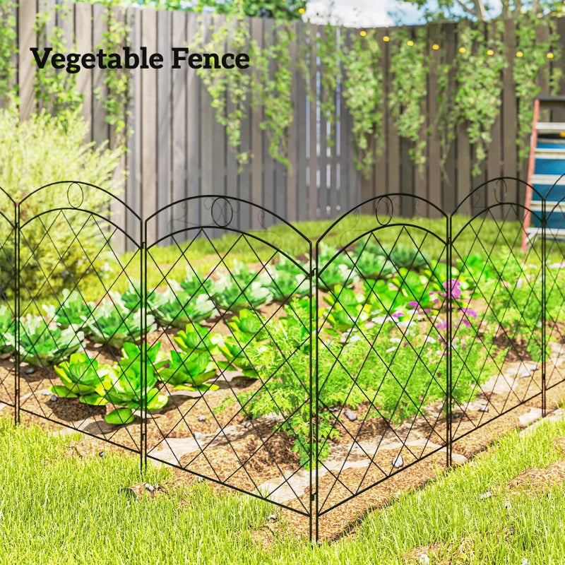 4 Pack Garden Fencing for Yard, Decorative Fence Panels as Animal Barrier and Flower Edging, Circle, Black