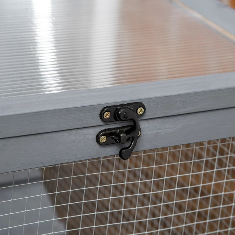 65" Wooden Rabbit Hutch, Pet Playpen with Openable Roof, Storage Box, for Rabbits and Small Animals, Dark Grey