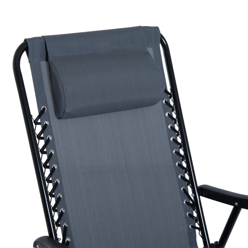3pc Patio Rocking Chair Set, Folding Outdoor Rocking Chairs and Table Bistro Set w/ Breathable Mesh Seat & Backrest, Headrest for Park, Backyard, Garden, Grey
