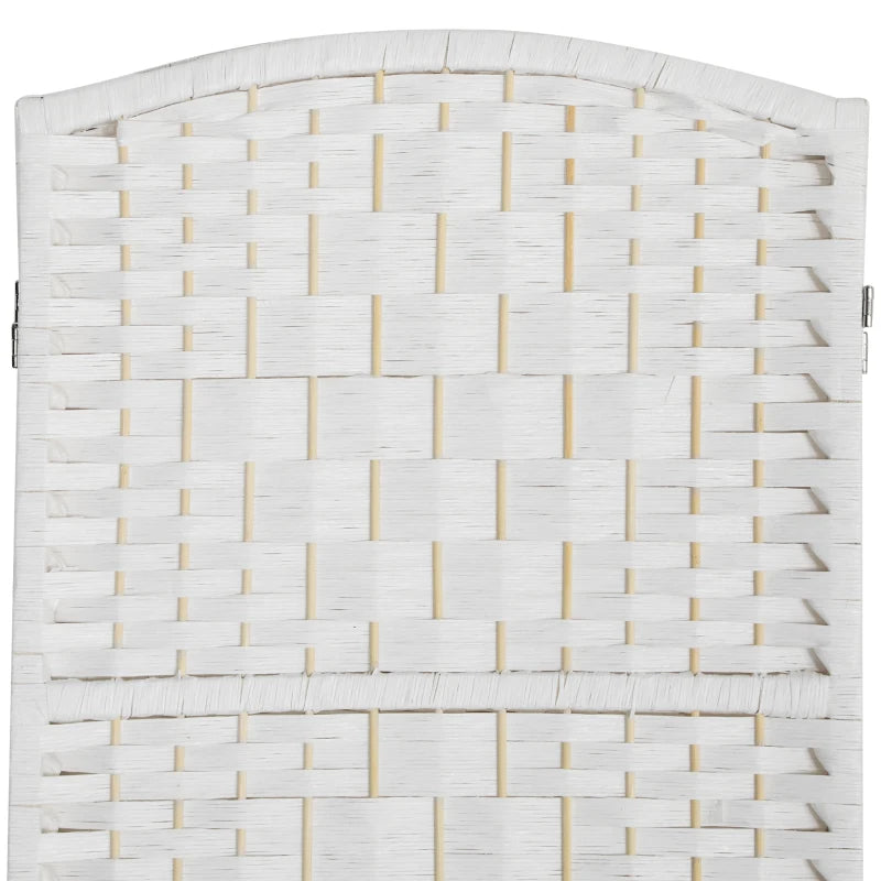 6ft Folding Room Divider, 4 Panel Wall Partition with Wooden Frame for Bedroom, Home Office, White