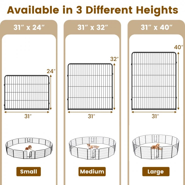 16 Panel 24/32/40 Inches Height Dog Playpen with Lock and Large Door-32 inches