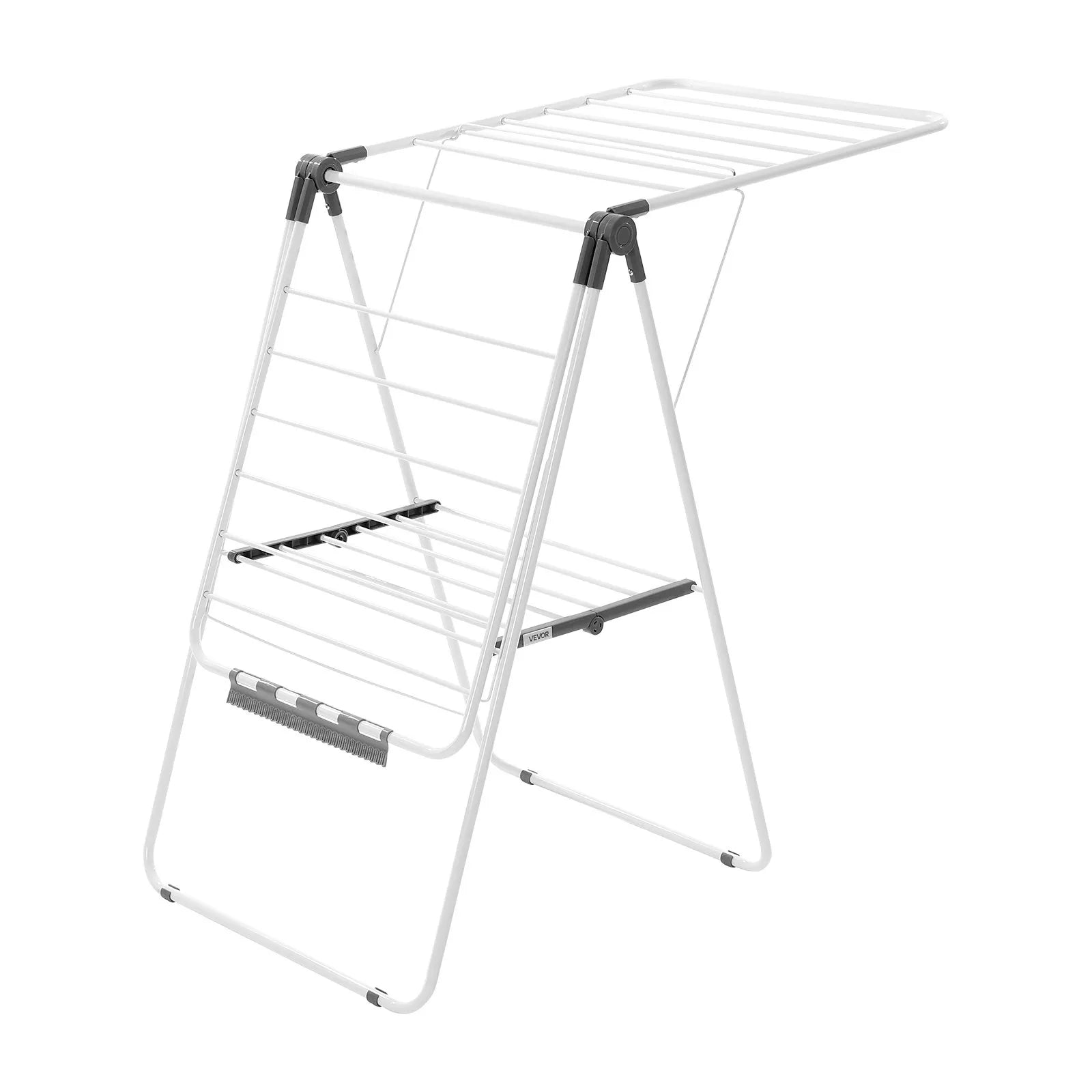 VEVOR 2-Tier Foldable Clothes Drying Rack with Sock Clips & 21 Drying Rods White