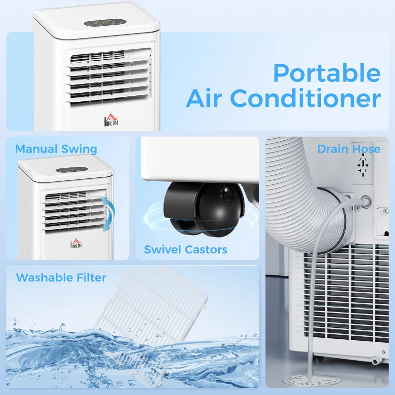 Small Portable AC 8000 BTU, Dehumidifier, Remote Control, 24-Hour Timer, Window Mount Kit for Bedroom, Cream