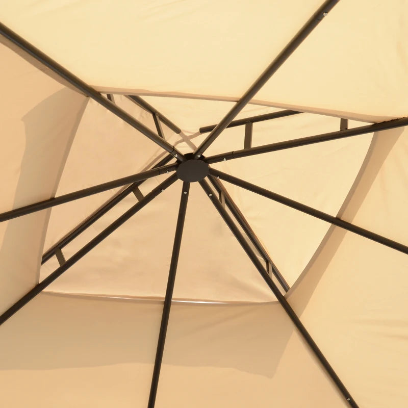 10x10ft Patio Gazebo, Outdoor Double Top Pavilion Canopy, Garden Event Party Tent Shelter, Yard Sun Shade Steel Frame w/ Mosquito Netting and Storage Tray