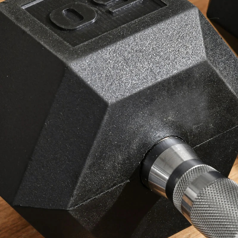 Soozier 2 x 50lbs Rubber Dumbbells Weight Set, Dumbbell Hand Weight for Body Fitness Training, Home Office Gym, Black