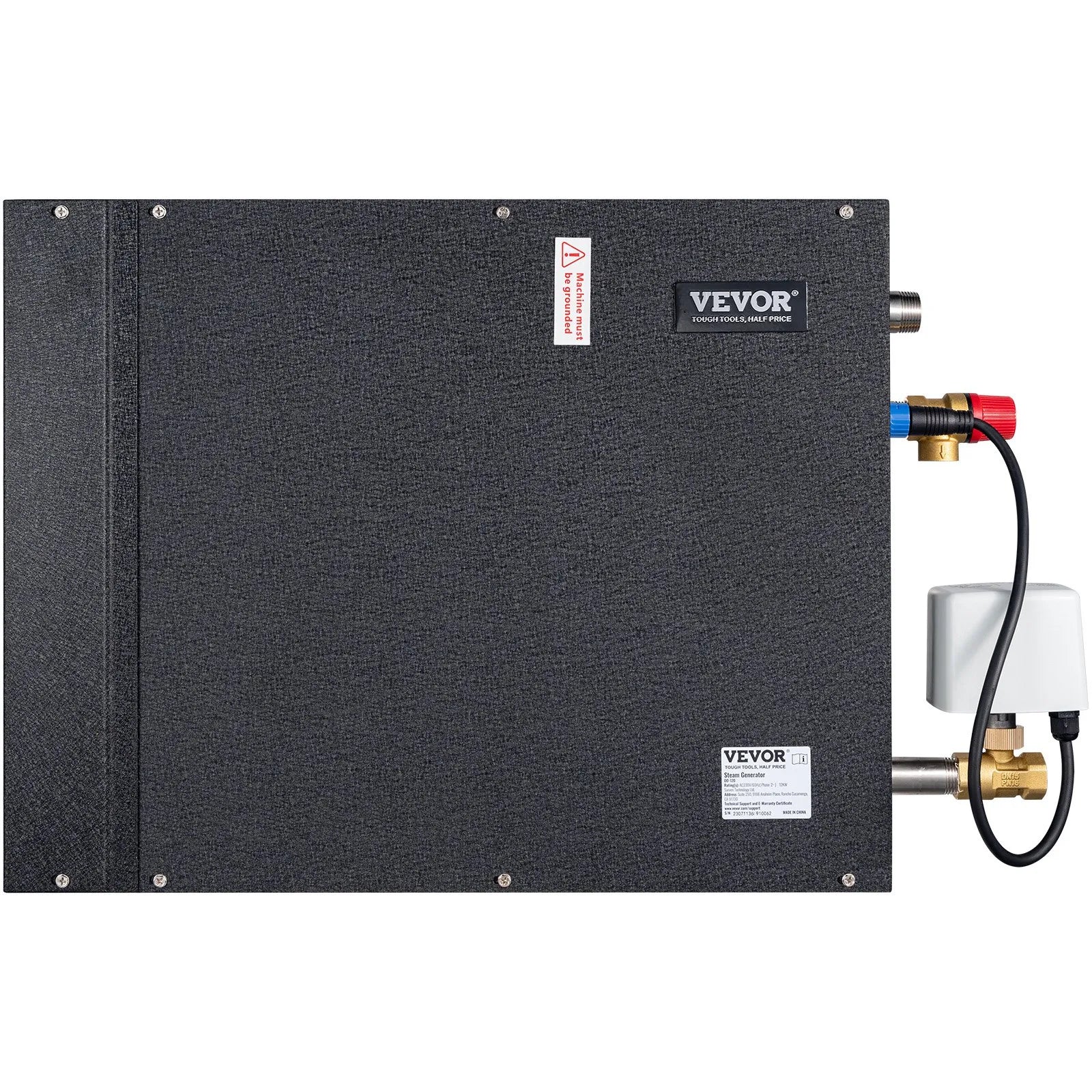 VEVOR 12KW Steam Shower Generator, Segmented Heating & Temperature Customization & 24h Timer Steam Kit, Automatic Drainage Home Steam Shower System