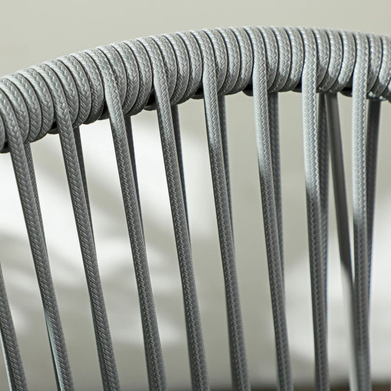 3-Piece Rattan Bistro Set, Garden Seating Group with 2 Armchairs and Coffee Table, Balcony Furniture Set, Grey