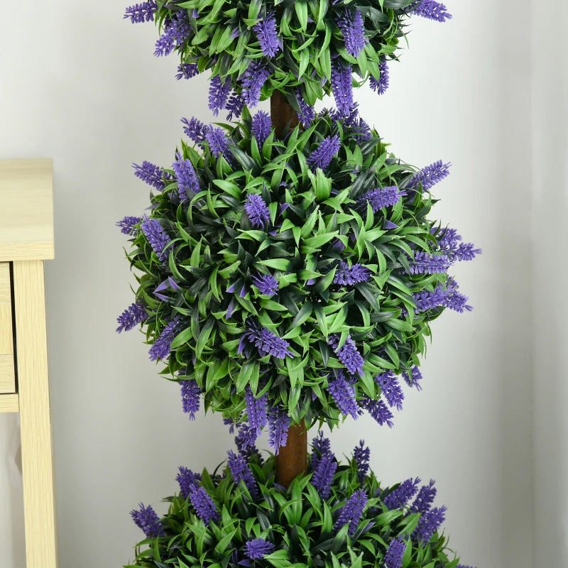 3.5ft Set of 2 Artificial Plants, Lavender Flowers Ball Trees with Pot, for Home Indoor Outdoor Decor