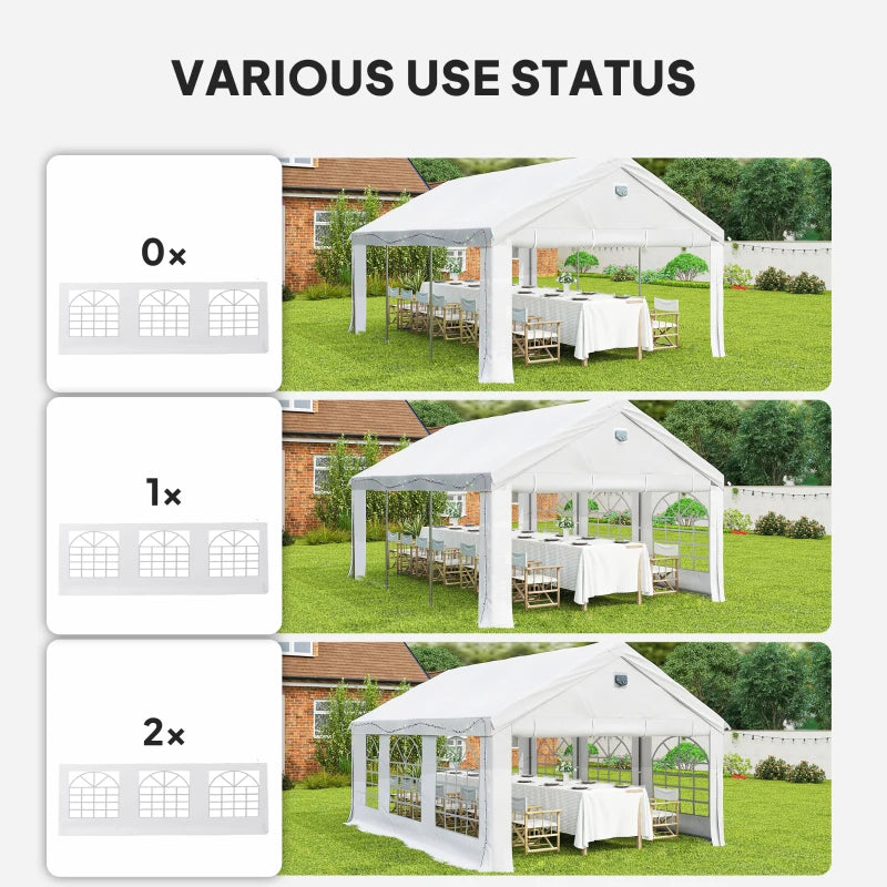 20' x 13' Party Tent, Heavy Duty Gazebo Canopy with Windows, Outdoor Party Wedding Tent with 4 Removable Sidewalls White