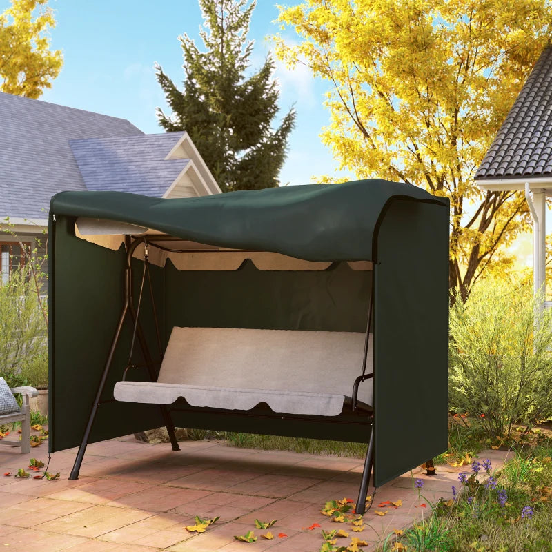 3-Seater Patio Swing Cover, Outdoor Garden Furniture Protection Hammock Glider Cover, 81" x 49" x 65", Dark Green