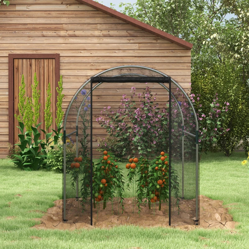 4.9' x 3.9' Crop Cage with Zipper Roll-Up Door, Mesh Plant Protection Tent from Animals with Galvanised Steel Frame