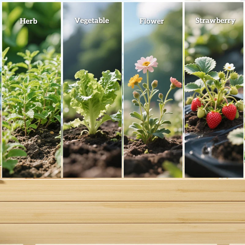 2 Tiers Wood Plant Raised Bed Flower Vegetable Herb Grow Box Stand Garden  Step Planter Stand Free Combination Natural