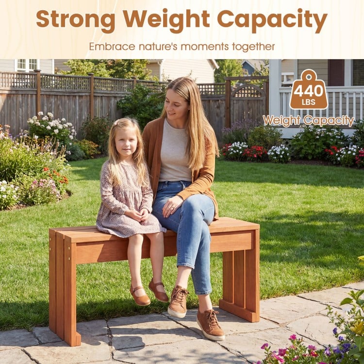 2-Person Outdoor Garden Bench with Solid Wooden Frame for Backyard