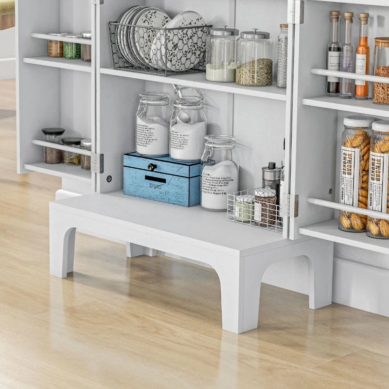 44" Storage Cabinet, 2-Door Kitchen Pantry Cabinet with 4-tier Shelving, 8 Spice Racks and Adjustable Shelves