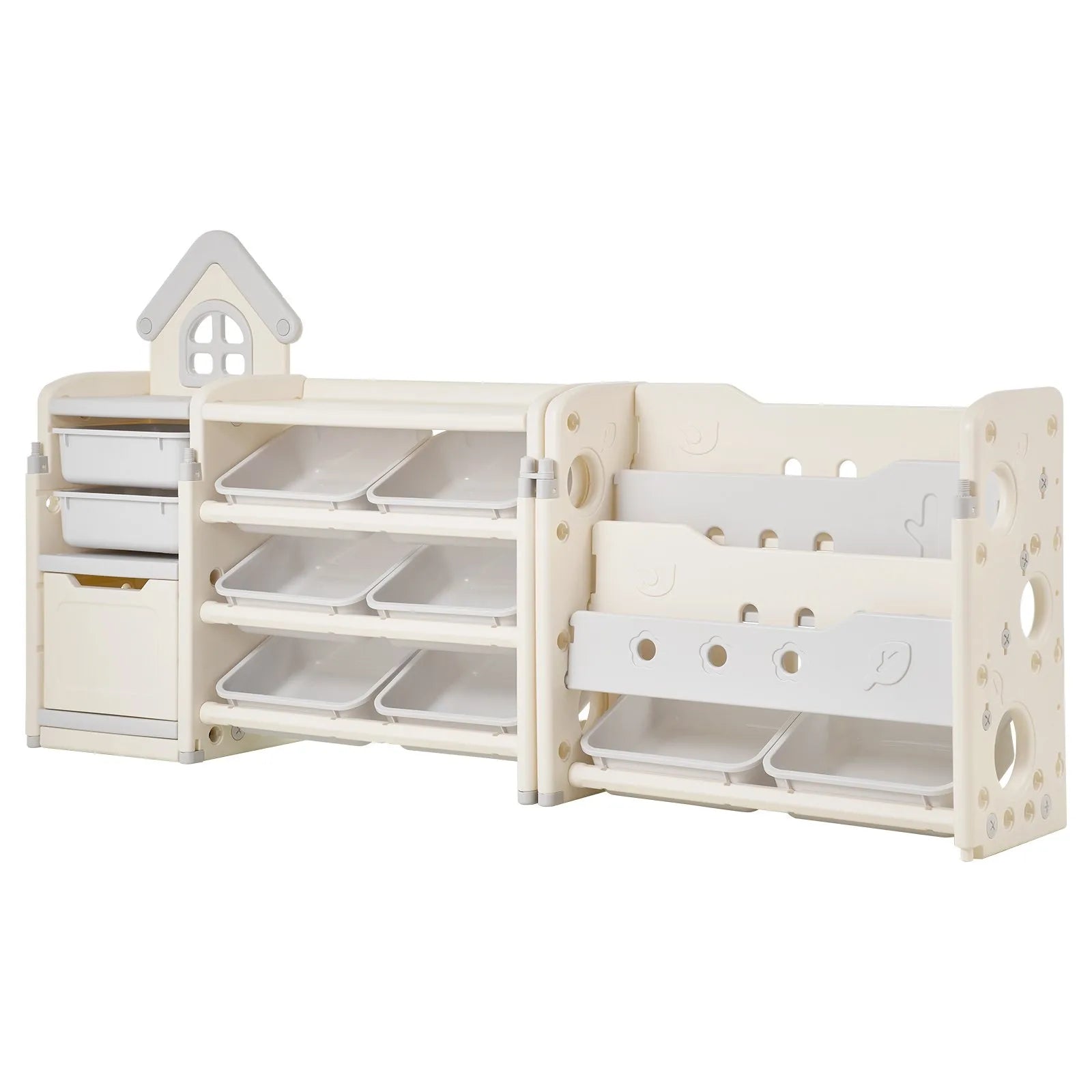 VEVOR  4-Tier Kids Toy Storage with Bookshelf with 10 Movable Plastic Bins