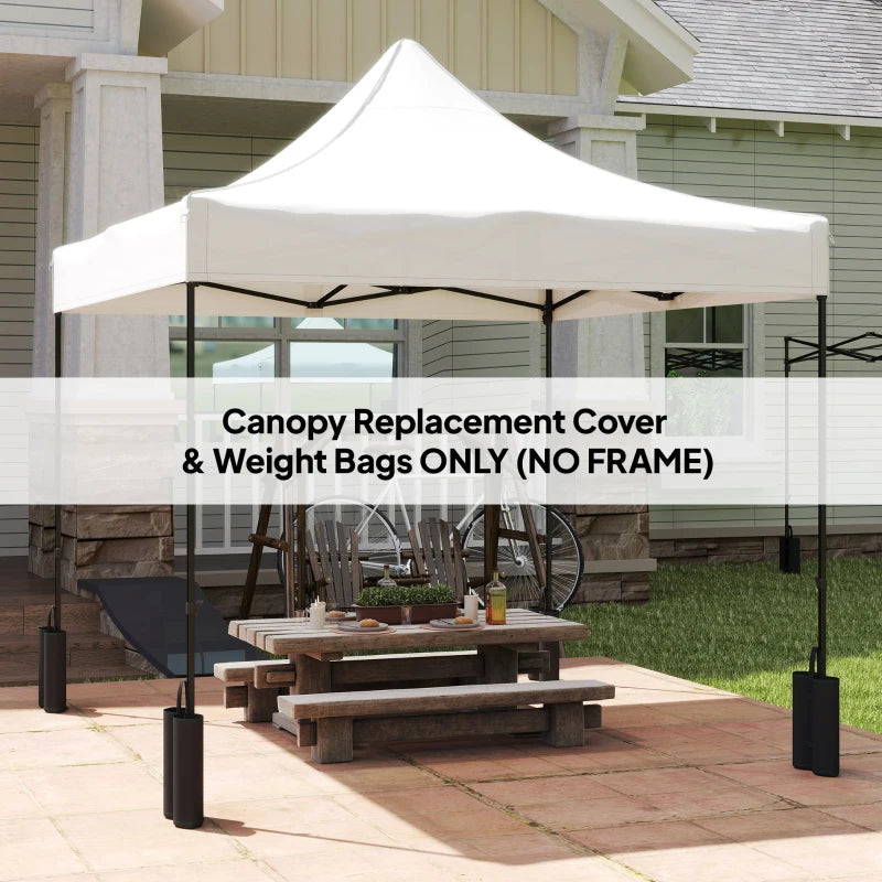10' x 10' Replacement Canopy Top for Pop Up Canopy Tent with 4 Sand Bags, UPF50+ Protection, White