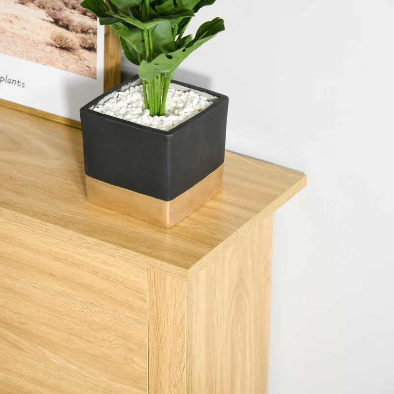 Shoe Storage Cabinet with 2 Flip Drawers and Adjustable Shelves for 12 Pairs of Shoes, Natural Wood
