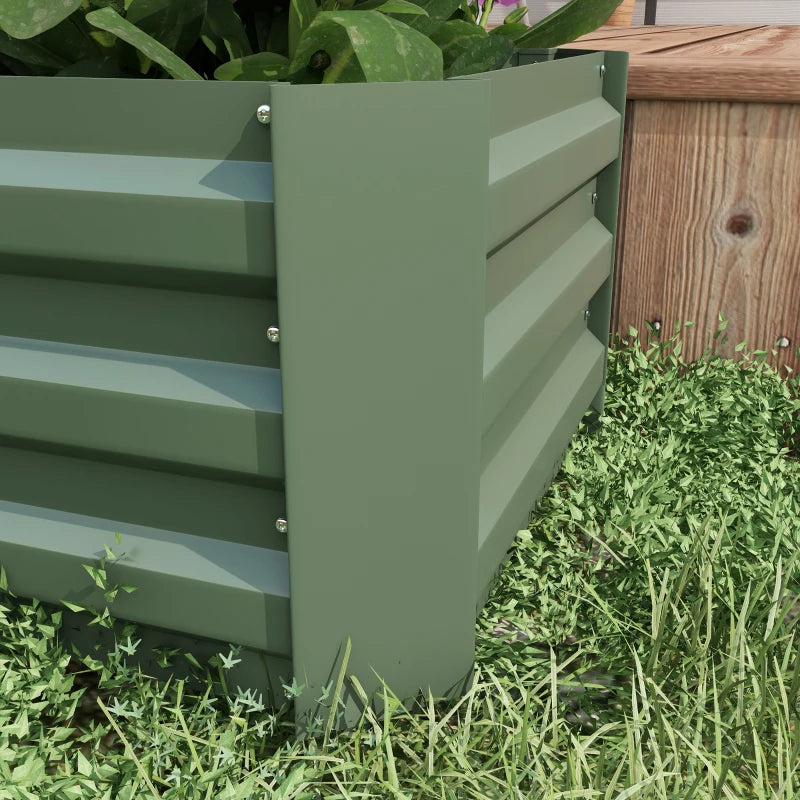 Set of 2 Raised Garden Bed, Steel Elevated Planter Box for Flowers, Herbs, Succulents, 39"x20"x12", Green