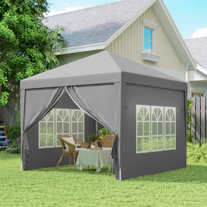 10'x10' Outdoor Pop Up Party Tent Wedding Gazebo Canopy with Carrying Bag (Light Grey)