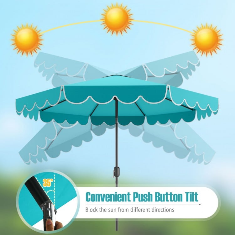 10 Feet Patio Umbrella Outdoor Market Umbrella with Crank Tilt Adjustment-Turquoise