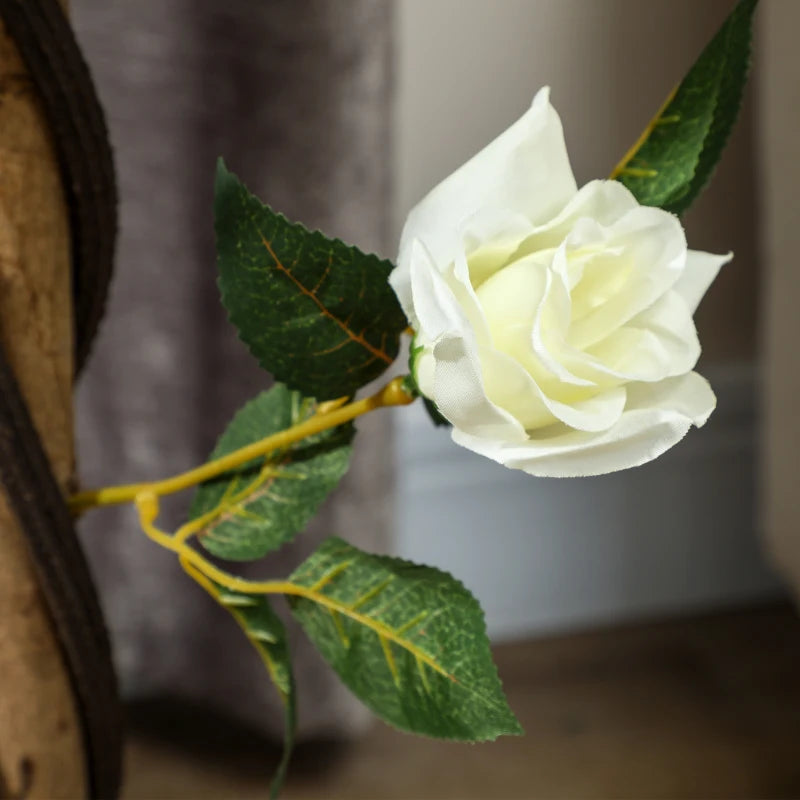 3FT Artificial Plant White Rose Floral Set of 2 in Pot, Fake Plant for Home Indoor Decor