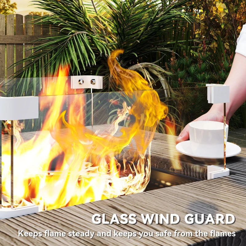 28" Propane Fire Pit Table 40,000 BTU Square Outdoor Gas Fire Table with Waterproof Cover, Adjustable Foot Pads