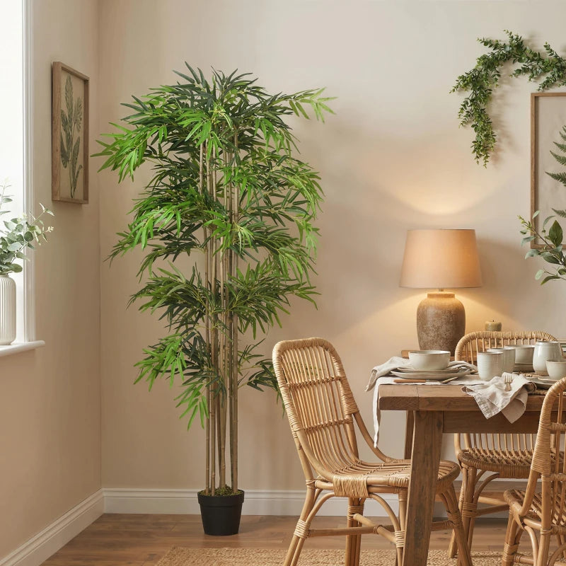 6FT Artificial Bamboo Tree, Fake Plant with 1530 Leaves, Greenery Plant in Nursery Pot for Indoor, Green
