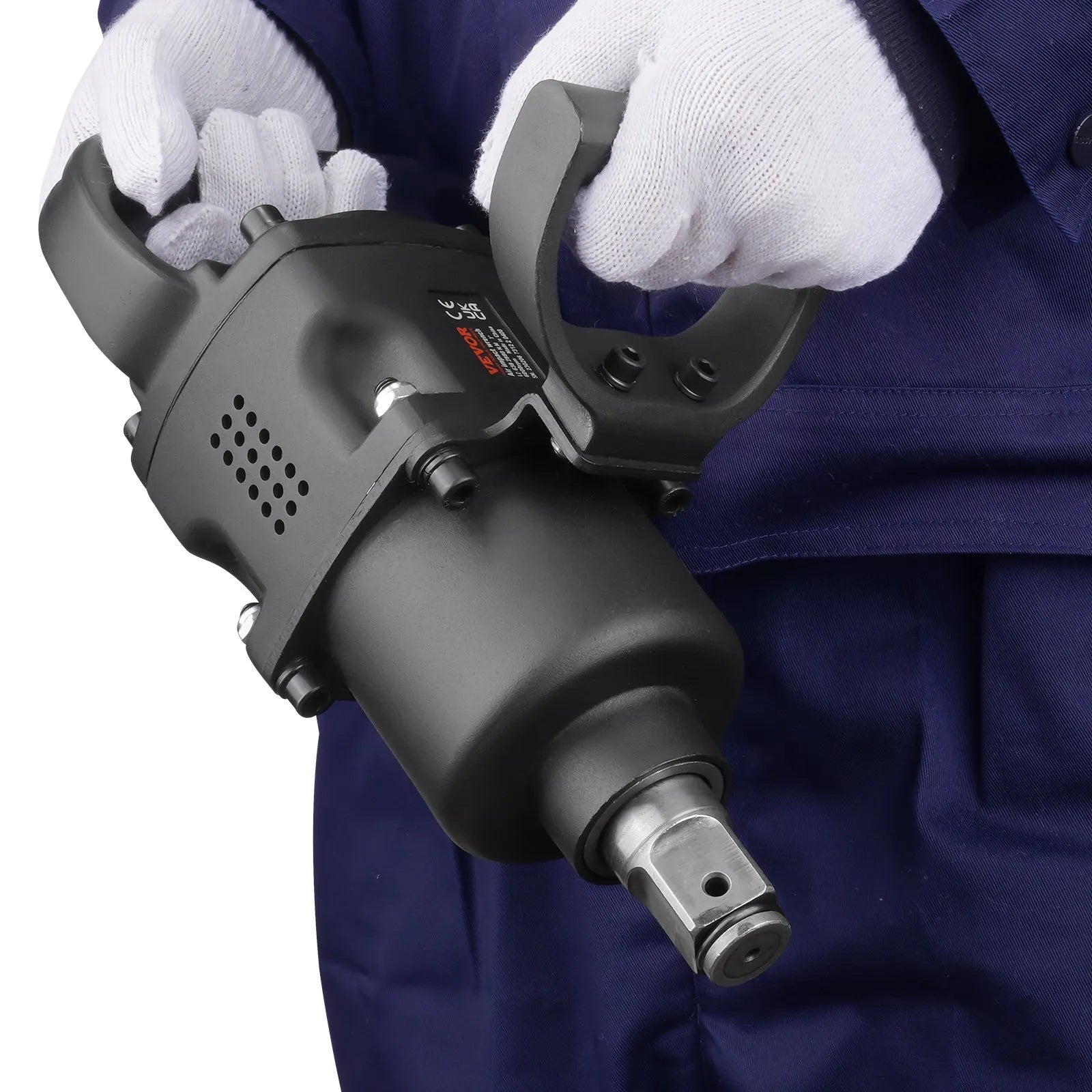 VEVOR 1 Inch Air Impact Wrench, Up to 2730 ft-lbs Reverse Torque Output 1" Pneumatic Impact Gun Lightweight w/ 2 Handles for Heavy Duty Repairs and Maintenance